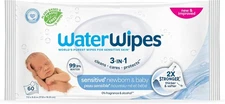 WaterWipes Sensitive+ Newborn & Baby Wipes, 3-In-1 Cleans, Cares, 60 Count Visit