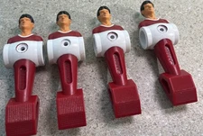 H799~ Set of 4 Carrom Foosball Men 4.7/8" RED/WHITE Plastic Replacement