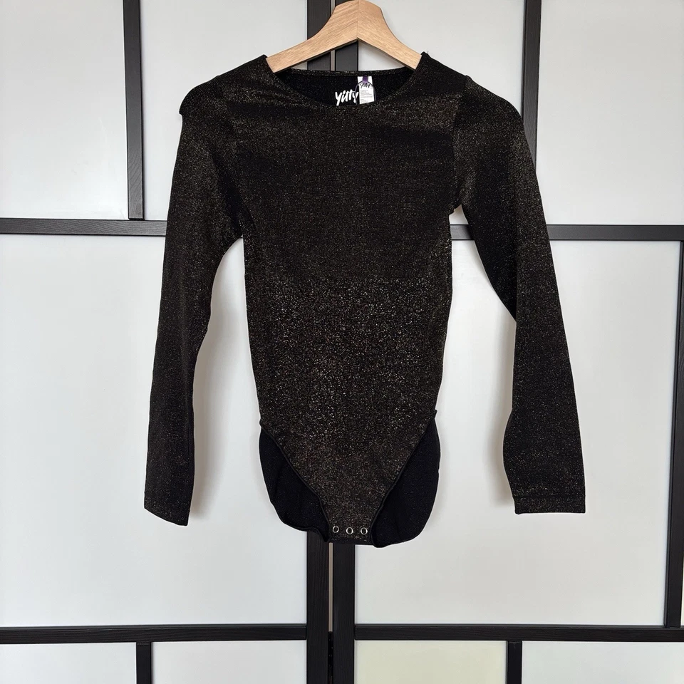 Yitty Fabletics Black Gold Sparkle Long Sleeve Bodysuit XL Sexy Shapewear NEW - Image 4 of 4