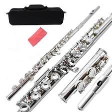 C Key 16 Hole Flute Closed Hole Nickel Silver Flute with Case  Accessories