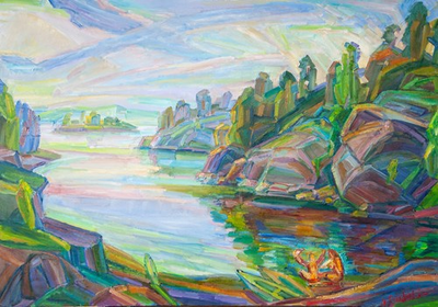 #ad Original oil painting by Nikolay Budylin depicting the North Ladoga Lake North $240.00