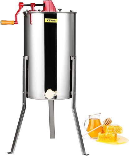 VEVOR 3 Frame Honey Extractor Stainless Steel Manual Beekeeping w/ Stand - Picture 1 of 9