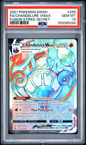 PSA 10 Chandelure Vmax 265/264 Secret Fusion Strike Pokemon Card