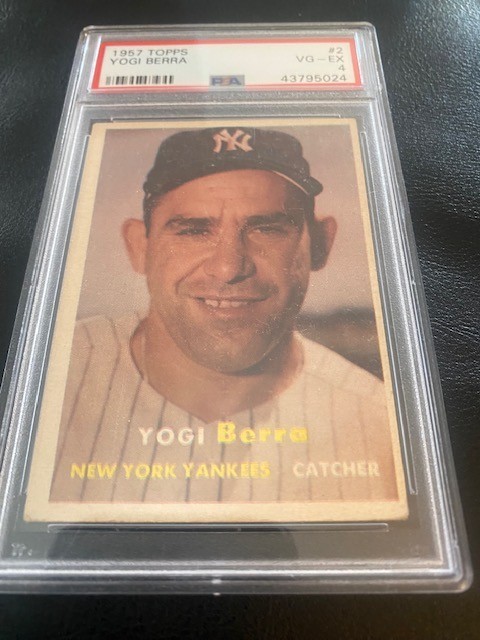 1957 TOPPS #2 YOGI BERRA PSA GRADED 4  YANKEES HOF CLEAN FRONT AND BACK