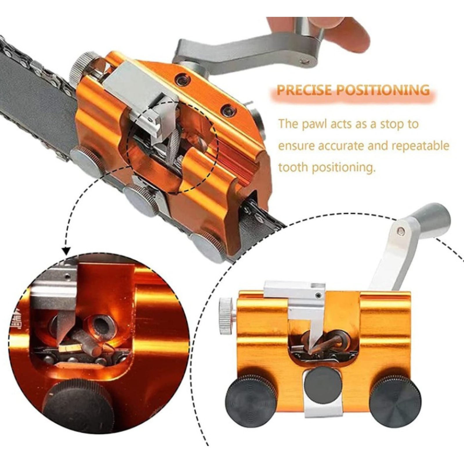 Manual Chainsaw Sharpener Universal Chain Grinding Tools with 2 Grinding Heads B