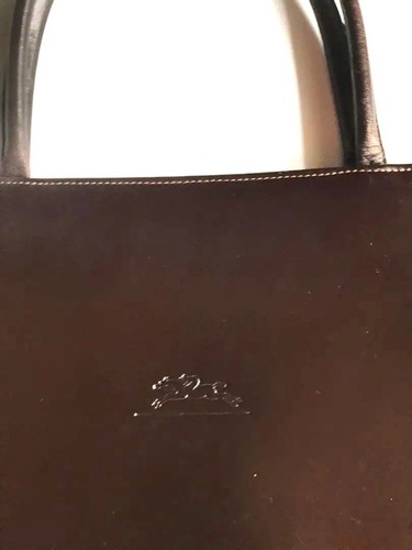 LONGCHAMP Leather Horse Logo Handbag Tote Bag Women Brown Genuine USED - Picture 9 of 10