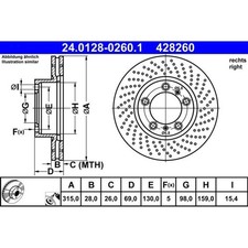ATE 24.0128-0260.1 Bremsscheibe für PORSCHE BOXSTER CAYMAN 981 Bremsscheiben