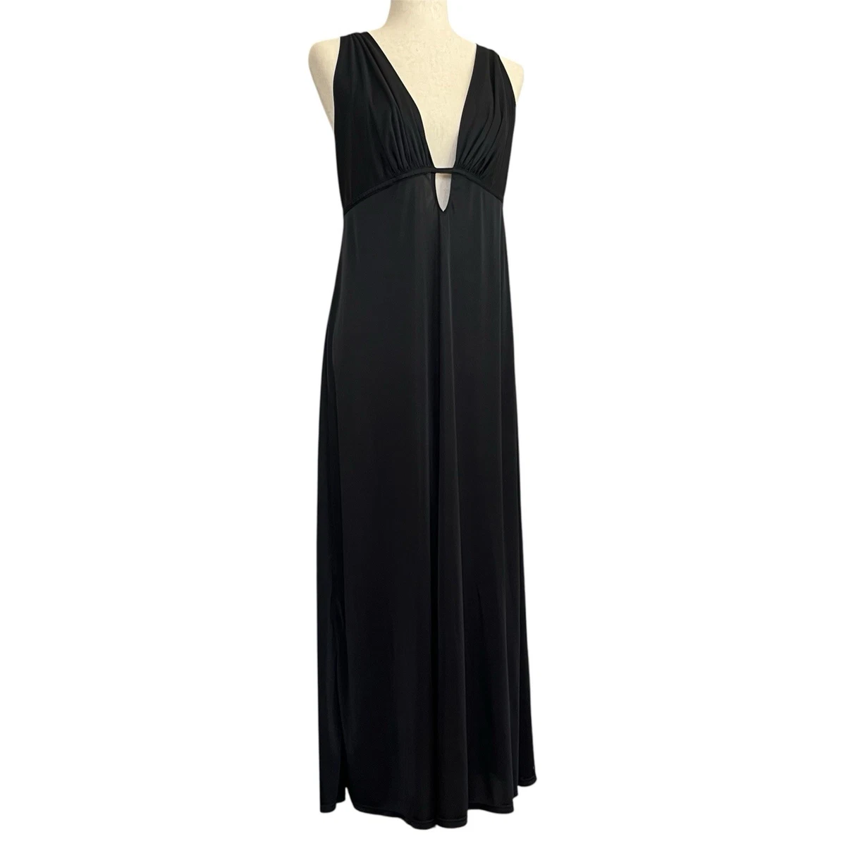 Natori Body Doubles 46 Gown Camicia Da Notte Lunga Nera | Morbido Jersey, Taglia M (donna 10-12) | Scollo Rotondo E Schiena Aperta