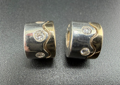 CHAMILIA STERLING SILVER 925 14K YG YELLOW GOLD CHARMS BEADS SET LOT