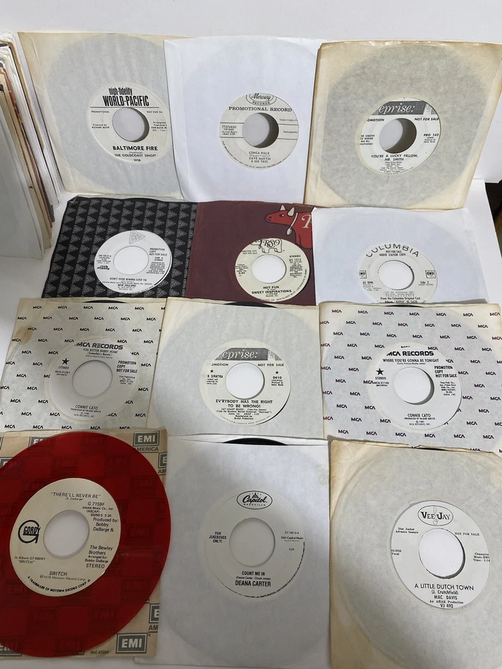 Lot of 60 + DJ Promo 45 RPM Records 50s 60s to 80s Rock Soul Pop VG Vinyl - Image 3 of 4