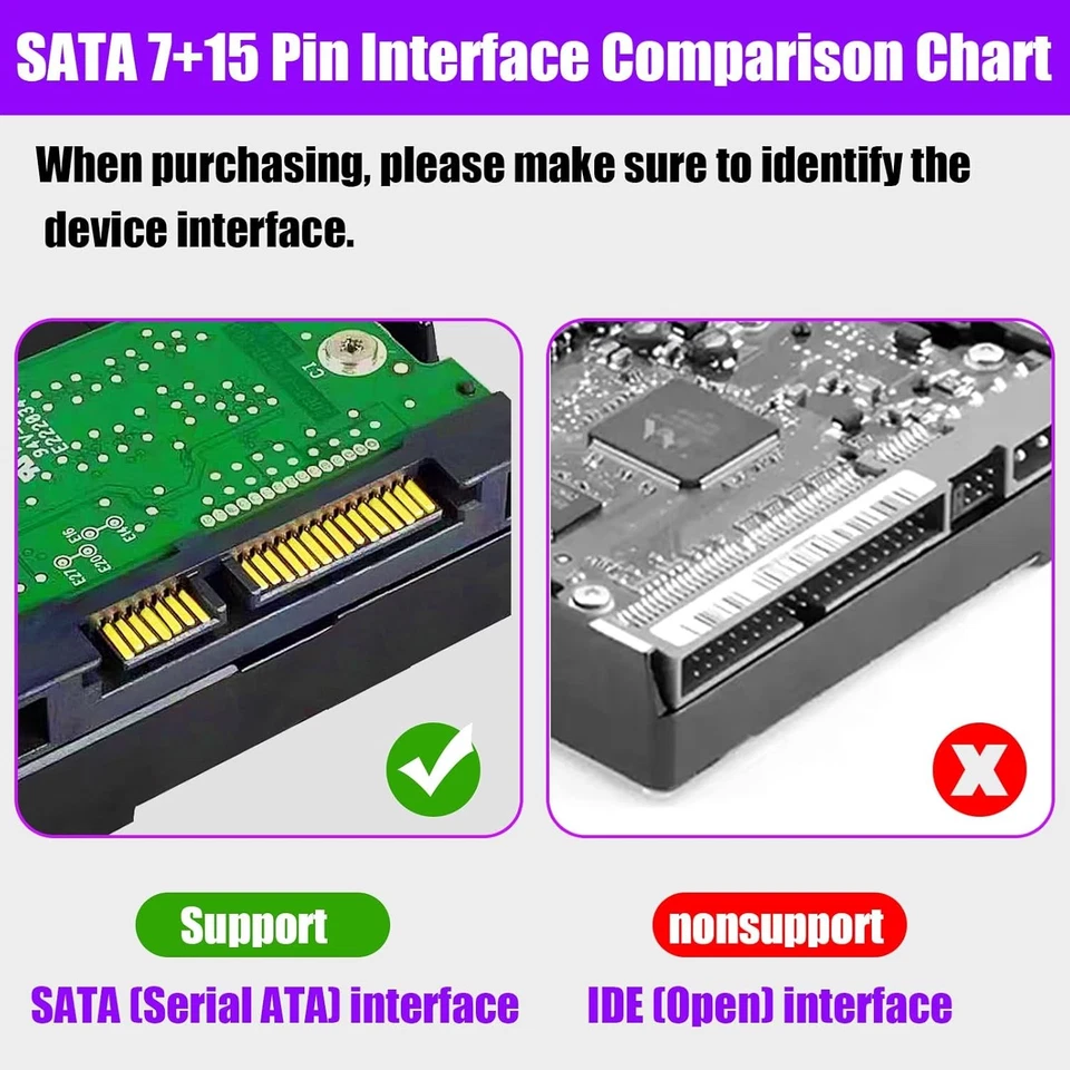 SATA 7+15 Pin Female to SATA 7 Pin Molex IDE PH 2.0 Mini 4Pin Power & Data Cable - Image 3 of 4