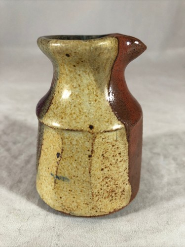 Signed Small 3.5” Multicolor Art Pottery Creamer Pitcher - Picture 5 of 7