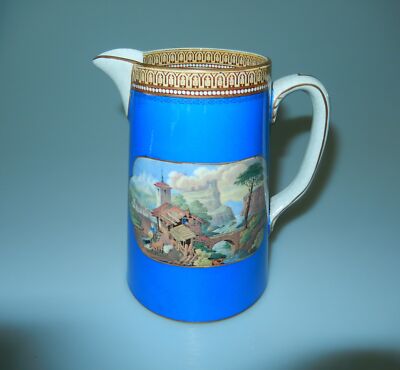 F & R Pratt Fenton 123 Prattware Pottery Creamer Pitcher c. 1850