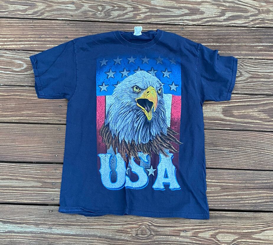 vintage 90s EAGLE SUNSET 2 SIDED T-Shirt LARGE wild nature single stitch