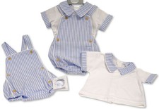 Baby Boy Dungaree Outfit Set Bib Short Striped Spanish Style Cotton