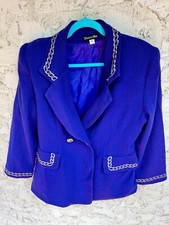 Vintage purple Karen Max wool blazer with gold detailing size 16