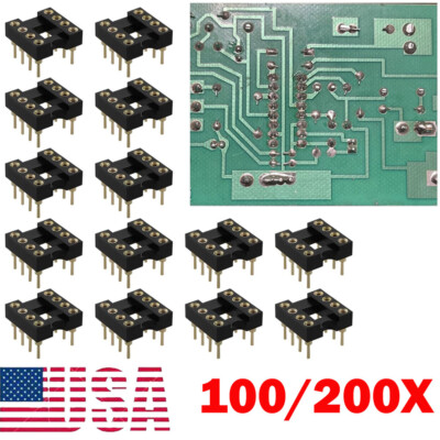 100PCS/200PCS 8 Pin DIP SIP Round Gold Plated IC Sockets Adaptors US