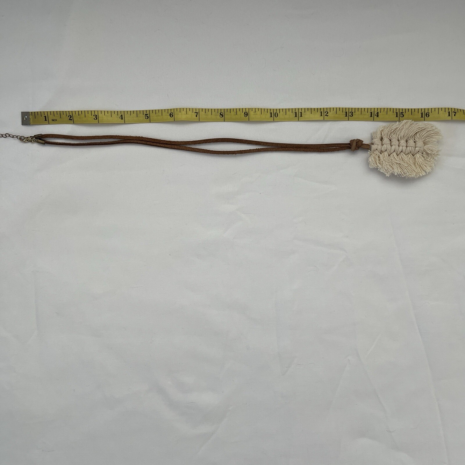 Macrame Pendant With Leather String Necklace, art… - image 4