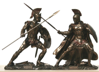 ACHILLES vs HECTOR Battle of Troy Krieger Statue Skulptur Figur Bronze Finish