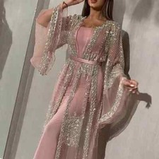Abaya Dubai Muslim Dress High Class Sequins Embroidery Lace Kaftan gift hot& uk