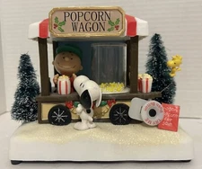 PEANUTS  Popcorn Wagon Charlie Brown Snoopy Woodstock Musical Christmas 6" Tall
