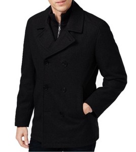 double breasted black wool coat