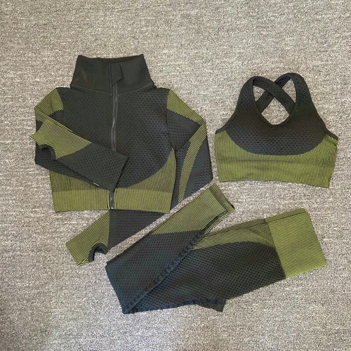 Seamless Yoga Sets Sport Gym Anzüge Wear Laufkleidung Fitnessanzug Langarm - Bild 8 von 35