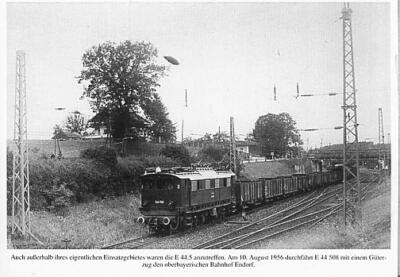 AK · Elektro-Lok E 44 508  - DB - Bhf. Endorf/Obb.- 1956