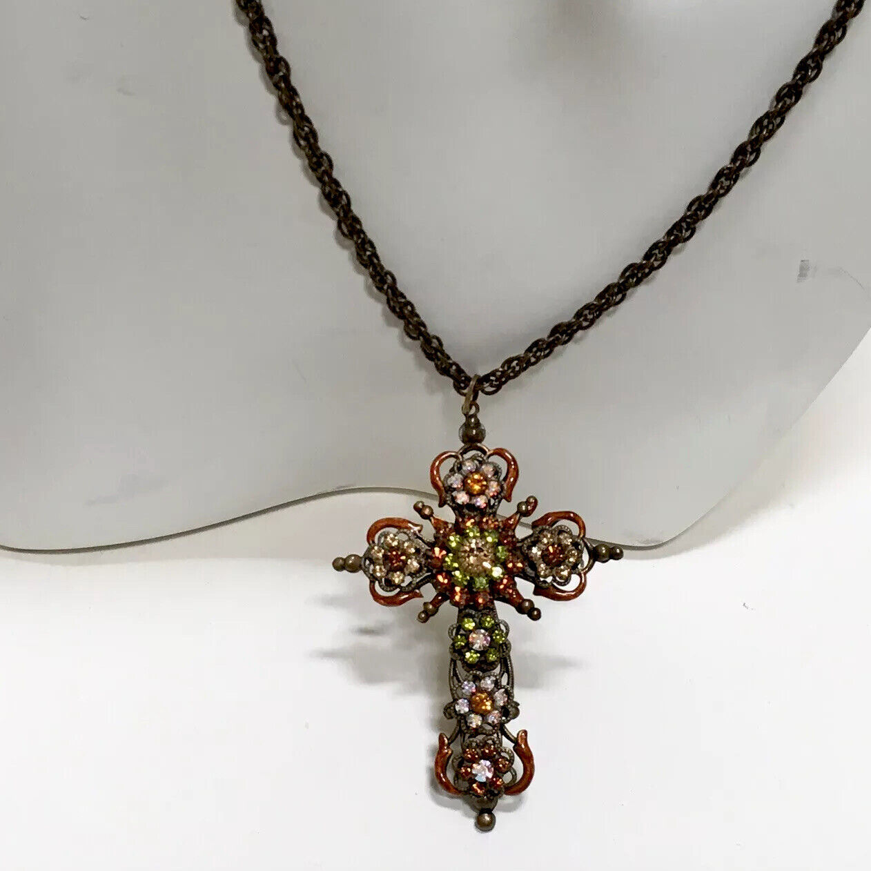 Liz Palacios Cross Necklace Crystal Pendant Relig… - image 3
