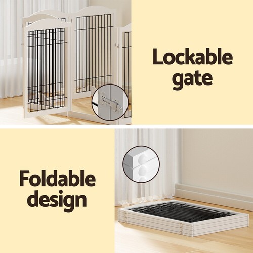 i.Pet Dog Playpen Enclosure 6 Panel Puppy Pet Fence Wooden Play Pen Gate Indoor - Picture 7 of 8