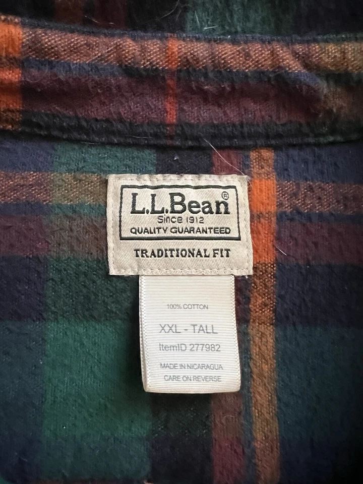 Camisa L.L Bean Tradicional Franela Abotonada Talla 2XL Alta Foto 2 de 3