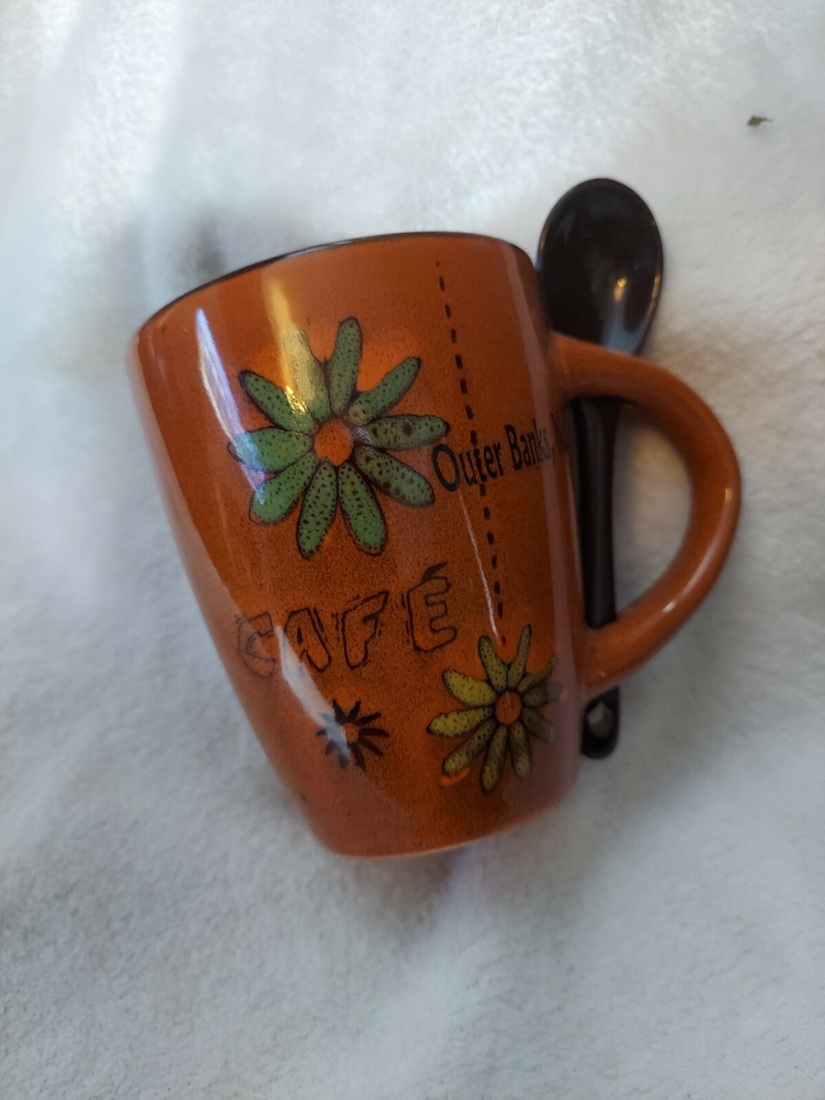 AGIFTCORP Coffee Mug with Spoon Outer Banks North Carolina Cafe Brown