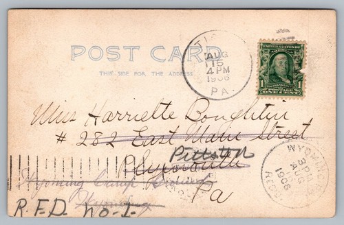 Postcard Unidentified RPPC, Group of Men Sitting Cross Legged, Boater Hats - Picture 2 of 2