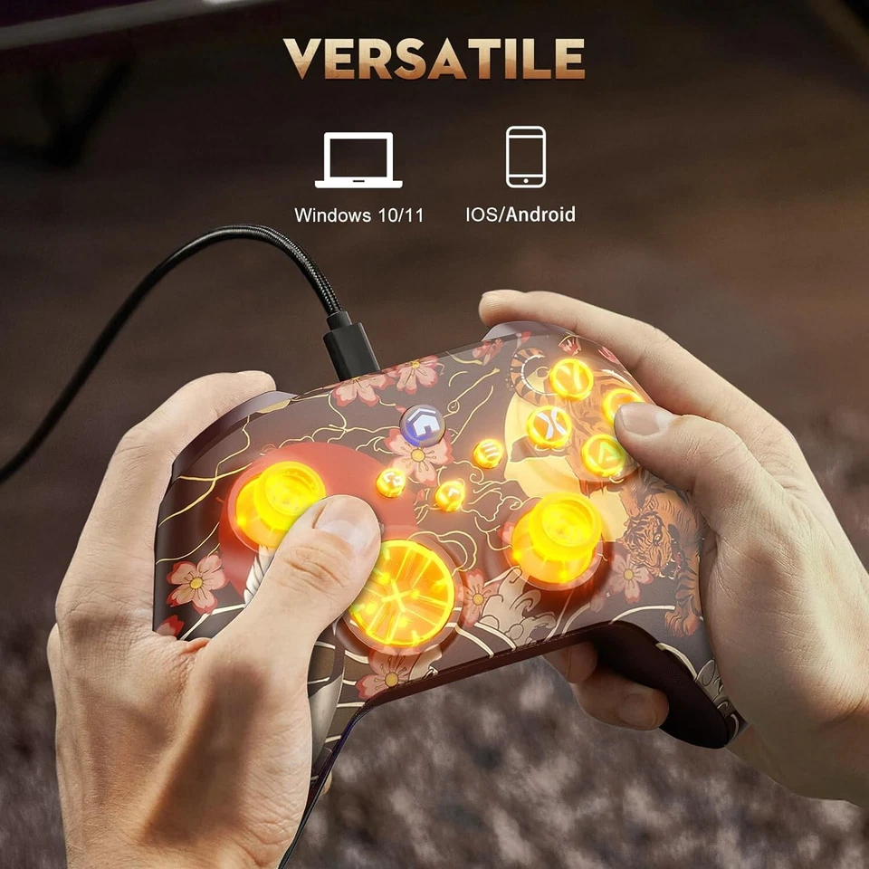 Dinosoo RGB Wireless Controller for Android Windows PC Steam Games, Dual Vibrati - Image 4 of 4
