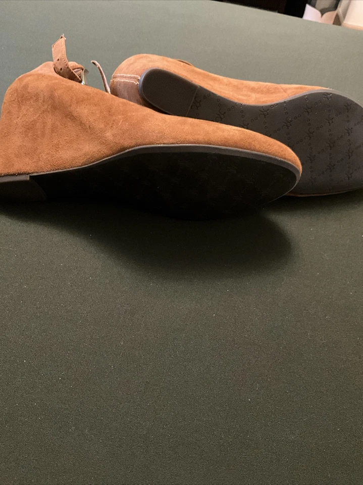 УМЕНЬШЕННЫЙ Johnston & Murphy Корица Коричневый Замшевый Трейси Ведж с Ремнем на Лодыжке Новый 9 - Изображение 2 из 3