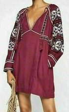 Free People Womens Dress Size XS All My Life Purple Embroidered Mini Tunic