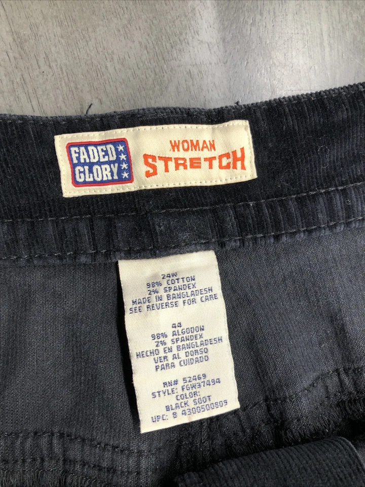 faded glory Women Stretch Black Corduroy Size 24W X 29 Boot Cut Pants - Image 3 of 4
