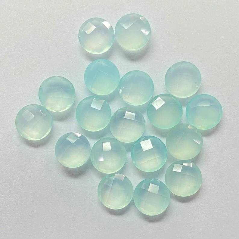 Aqua Chalcedony Round Shape Briolette Cut Natural Gemstone, Loose Stones - Image 3 of 4
