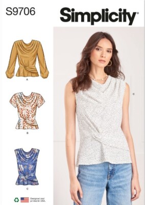 Simplicity 9706 Blouse Pattern Top with Shoulder Pleats Misses K5 8-16 Y5 18-26