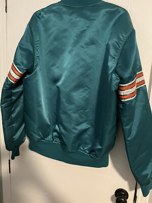 Vintage 80s Miami Dolphins Jacket Size Large Aqua Snap Starter