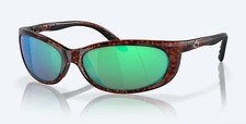 BRAND NEW Costa Del Mar FATHOM Tortoise / Green Mirror Polarized 580G Glass
