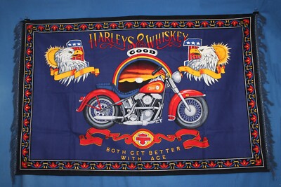 Harleys and Whiskey Wall Hanging Cotton Tapestry Banner 35X51 (88.9X 129.5 cm)
