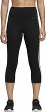 Image of Adidas Design 2 Move 3 Stripe Womens 3/4 Training Tights Black Capri Pant XSMALL