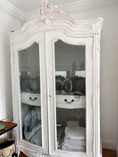 20th Century Louis XV Style Carved French Armoire Antique White