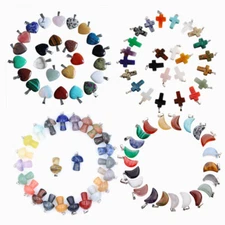  Natural crystal stone pendants heart healing crystals for jewelry making 30pcs