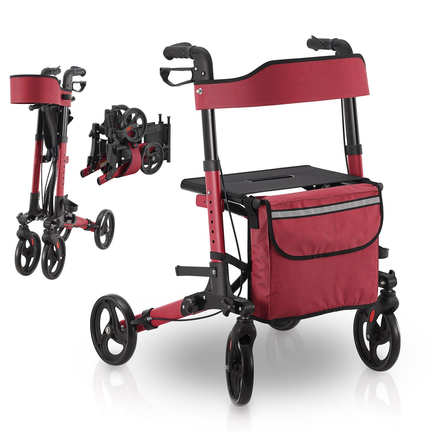 Rollator Gehhilfe Laufhilfe Gehwagen Aluminium faltbar Sitzfläche Tasche Juskys®