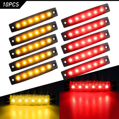 20X 3/4'' Marker LED Lights Truck Trailer Round Side Mark Light Amber/Red Smoked