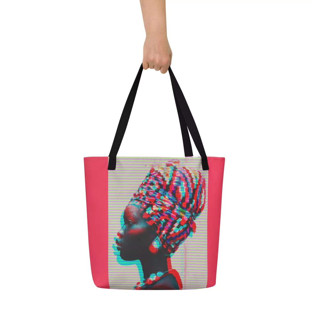 Beautiful African Woman Large Fashion Tote Bag Eco Pop Art Colourful