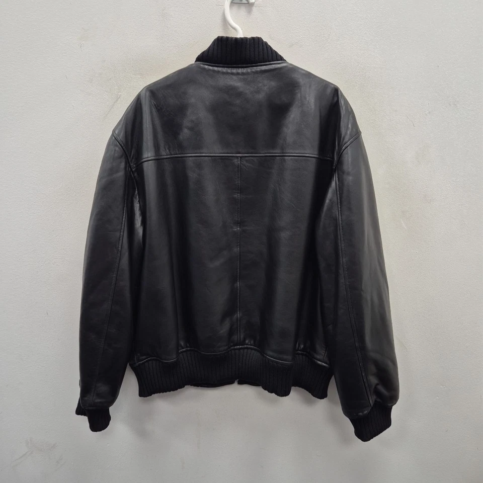 Hugo Boss Black Lambskin Leather Bomber Coat Jacket Size Eu 50 Uk Large Men's - Image 2 of 4