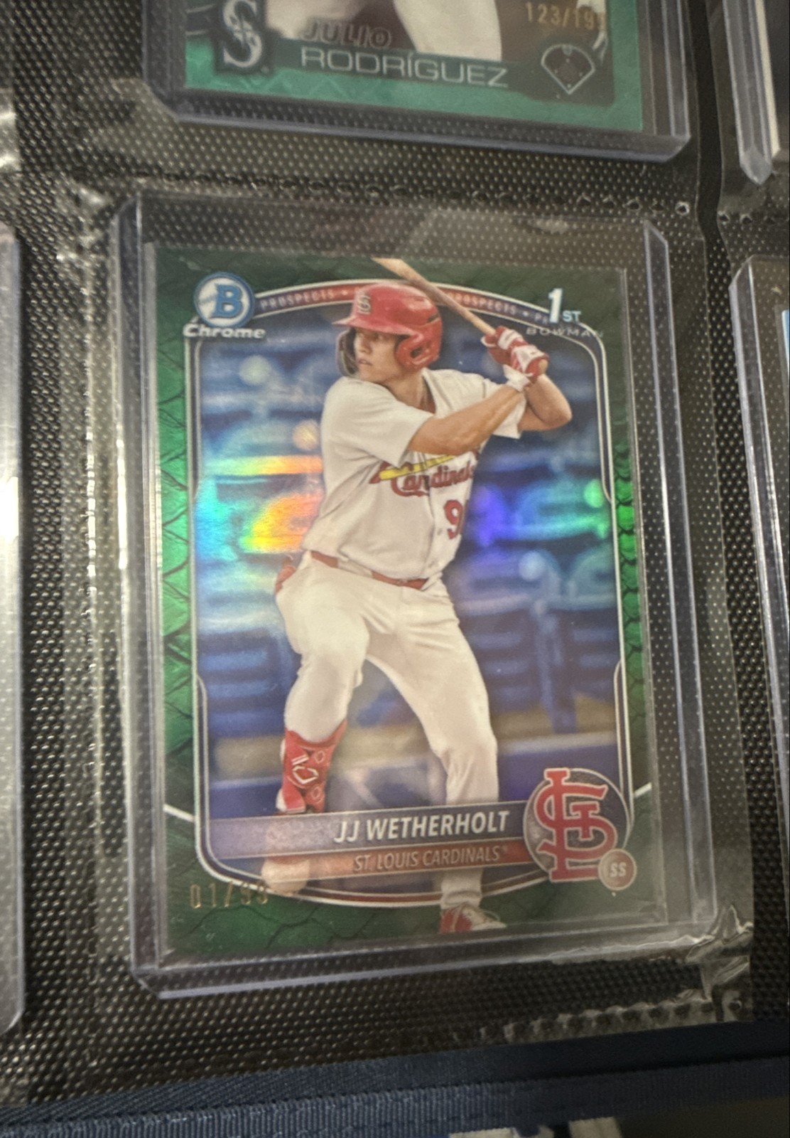 2025 Bowman Chrome Prospects JJ Wetherholt #BCP-22 Green Reptilian Refractor /99